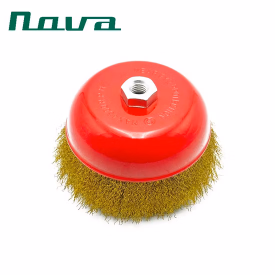 Fixtec Elektrowerkzeug-Zubehör, industrielle Kupferdraht-Topfbürste, rostfreie Messing-Radtopf-Stahldrahtbürsten